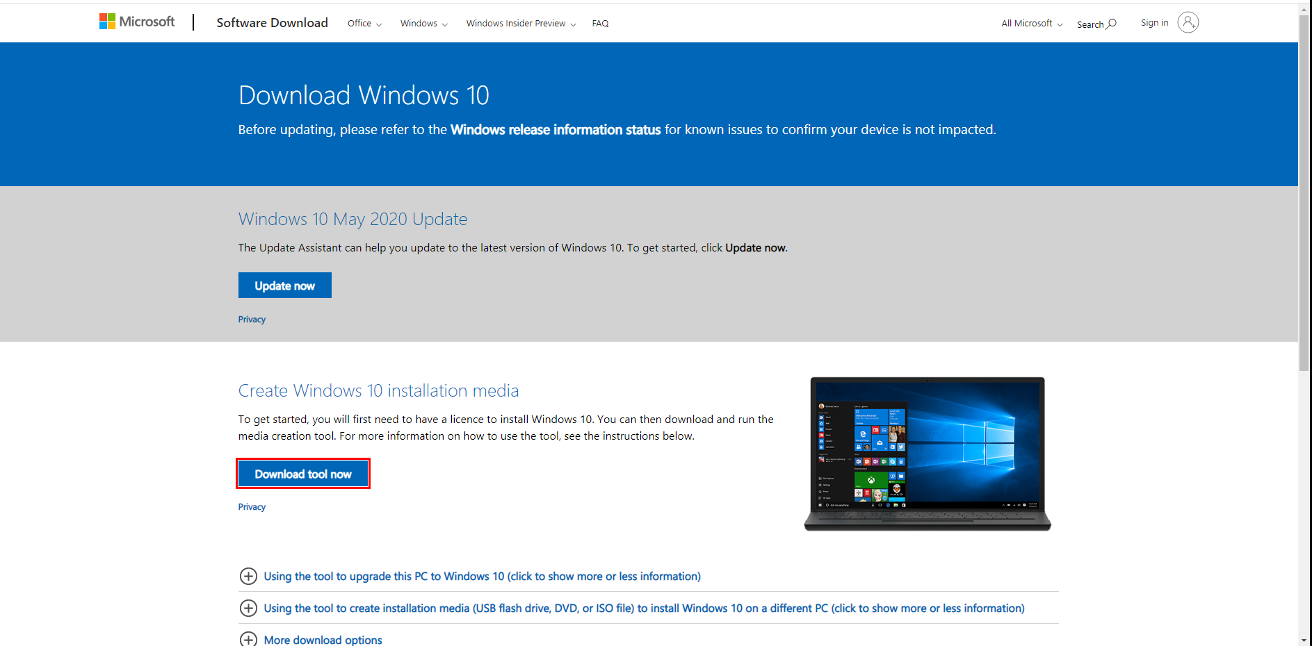 How to use Windows Media Creation Tool to Create a Windows 10 Bootable